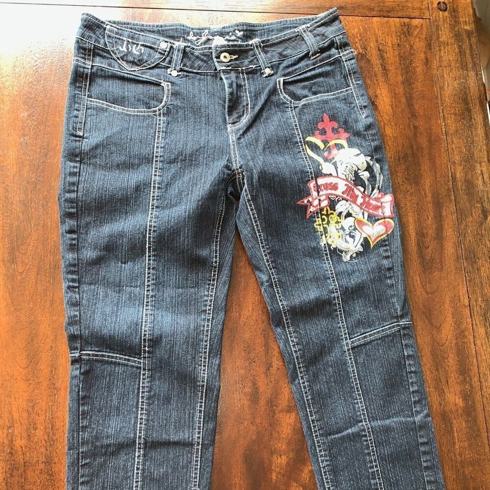 Jazzie Juniors Women Stretch Crop Jeans Graffiti - Picture 4 of 11